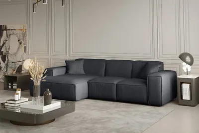 Produktbild von Ecksofa Designersofa CELES in Stoff Scala Schwarz Ottomane Links