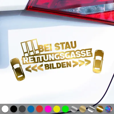 Produktbild von PantherPixel Rettungsgasse Aufkleber Bei Stau bilden freihalten Sticker Auto Geschenkidee Farbe Chrom-Gold