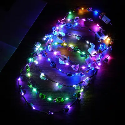 Produktbild von URAQT LED Blumenkranz Stirnband 6er Set für Damen und Kinder