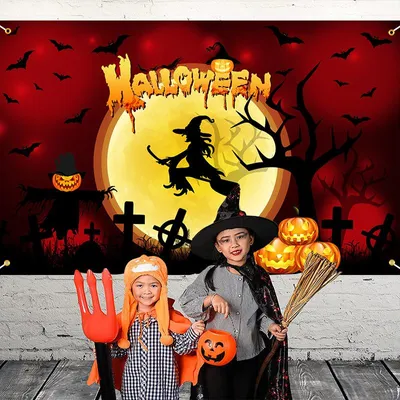 Produktbild von Halloween-Dekorationsflagge, Kürbis-Dekorationsflagge, dekorative Hängeflagge, 180 × 110 cm