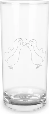 Produktbild von Mr. & Mrs. Panda Glas Pinguine Kuss 200 ml - Transparent - Geschenk, Wasserbecher, Trinkglas, Mitbringsel, für Frauen, Tumbler, Longdrinkglas, Cocktailglas, Valentinstag