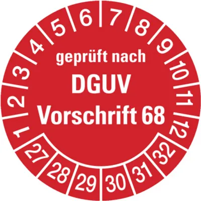 Produktbild von Dreifke® Aufkleber Prüfplaketten,  nach DGUV Vorschrift 68, rot/weiß, ...