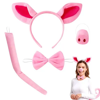 Productafbeelding van Varkenspak, roze, 4-delig, voor dierenkostuums