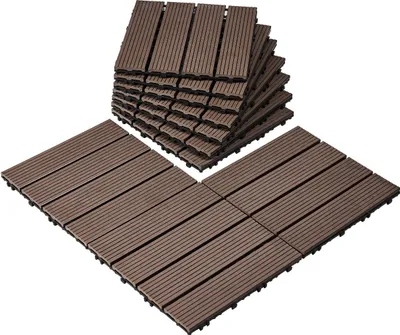 Produktbild von 10x Terrassenfliesen Klickfliese Balkonfliesen Fliesen 30x30cm Dunkelbraun