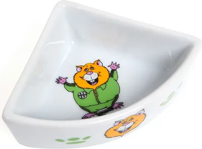 Produktbild von Karlie Nagetiernapf Ecknapf Keramik mit Moti weiß 250 ml, Motiv:Hamster 75 ml