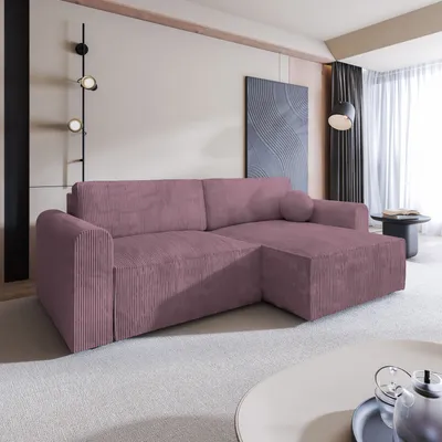 Produktbild von Masseno Ecksofa FIANO P mit Schlaffunktion L-Form, Sofa mit Bettkasten, Wohnzimmersofa, Couch, Soffa, Bettsofa, Couchgarnitur- Lila, POSO 130