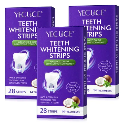 Produktbild von Zahnaufhellung Whitening Strips Zahnbleaching Bleaching Streifen Kokosöl Minze 3x 28 Strips