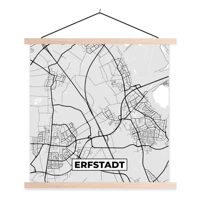 Produktbild von MuchoWow® Textilposter Stadtplan - Erfstadt - Karte - Deutschland - Karte 120x120 cm mit holzfarbenen Rahmen - Textil-Poster