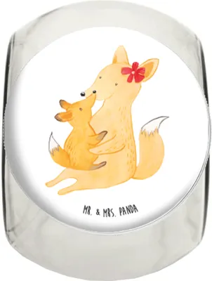 Produktbild von Mr. & Mrs. Panda Süßigkeiten Glas Fuchs Mama L 870ml - Weiß - Geschenk, Vorratsdose, Mutter, Bruder, Aufbewahrungsdose, Kaffeedose, Tochter, Teedose, Vorratsbehälter