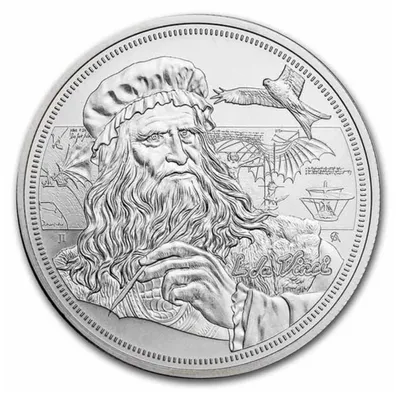 Zdjęcie produktu dla 1 uncja 2021 Leonardo da Vinci - srebrna moneta kolekcjonerska Inspirujące Ikony ze srebra próby 9999