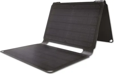 A foldable solar panel is shown against a white background.