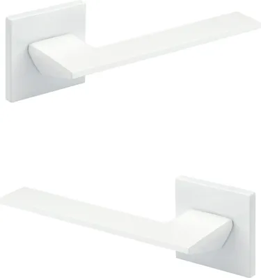 Produktbild von HEXIM Türgarnitur, Zimmer Türgriff WC / Bad Aluminium matt in 4 Farben - Ricardo Borelli Q01 (Türklinke, weiß) Türbeschläge Innentüren door handle