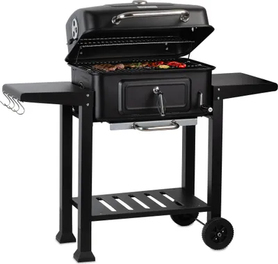 Immagine prodotto di Carrello per barbecue a carbonella BBQ-Toro con vassoio per la carbonella regolabile in altezza, barbecue a carbonella con termometro