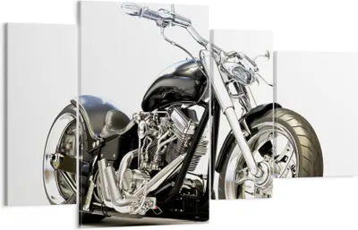 Produktbild von Bild auf Leinwand - Leinwandbild - Motorrad Motor Geschwindigkeit Chrom - 120x70cm - Wand Bild - Wanddeko - Leinwanddruck - Bilder - Kunstdruck - Leinwand bilder - Wandkunst - DL120x70-2427