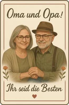 Produktbild von Blechschild AstraDesign 20x30 cm „Oma und Opa“ – Metallschild Wanddeko, Schild, Geschenkidee