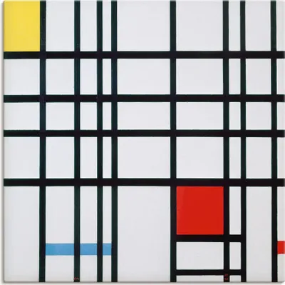 Produktbild von ARTland Leinwandbild Komposition mit rot blau und gelb. Größe: 40x40 cm