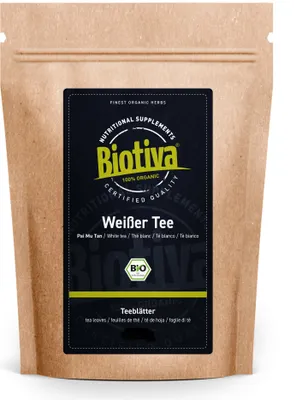 Produktbild von Biotiva Weißer Tee Pai Mu Tan 100g aus biologischem Anbau
