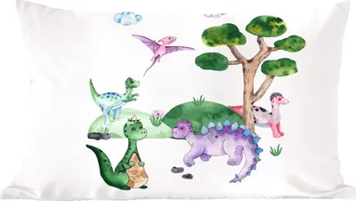 Produktbild von MuchoWow® Zierkissen Sofakissen Wohnzimmer Dekokissen 50x30 cm Kinderzimmer - Farben - Dinosaurier - Jungen - Mädchen - Kinder - Wohnzimmerdekoration - Polster mit Photo