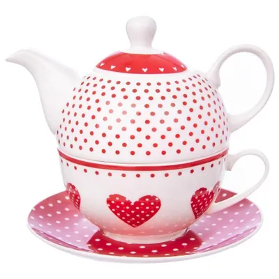 Produktbild von Orion Kanne + Tasse mit Untersetzer PUNKTEN HERZEN