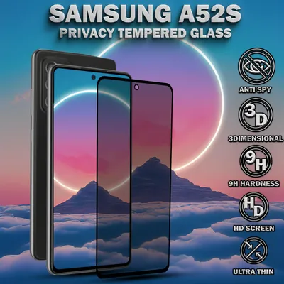 Produktbild von 1-Pack Samsung A52S Displayschutzfolie Privacy - Gehärtetes Glas 9H - Super Qualität 3D
