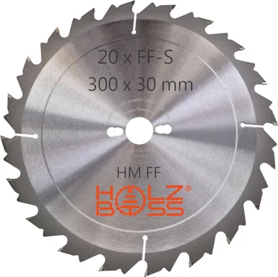 Produktbild von Holzboss® HM-Sägeblatt " Nagelfest mit Spanabweiser " Typ FF-S 300 x 30 mm 20 x Zahn Bauholz Kreissägeblatt Brennholz Schalholz Profisägeblatt 300x30 mm