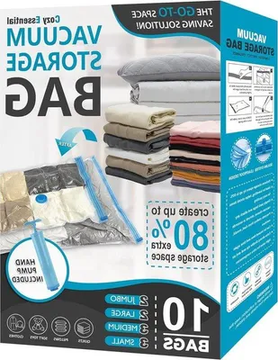 Produktbild von Famanu Vakuumverpackungsbeutel für Bettdecken und Decken - 10 Stück mit Handpumpe