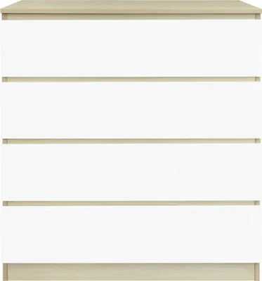 Produktbild von Möbilia Kommode mit 4 Schubladen | Hochglanz weiß + natur | Spanplatte + MDF | B 80 x T 39,5 x H 93,5 cm | 27020013 | Serie KOMMODE