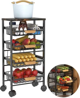 Imagen del producto de Carrito metálico con compartimentos extraíbles para un almacenamiento versátil