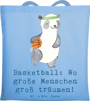 Produktbild von Mr. & Mrs. Panda Tote Bag Basketball Träume - Sky Blue - Geschenk, Sportler, Tasche, Teamsport, Uni, Sport, Jutebeutel, Teamarbeit, Schultasche, Taktik, Laptoptasche