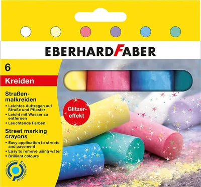 Produktbild von Eberhard Faber Glitzerkreide 6er Pack Straßenkreide mit Glitzereffekt