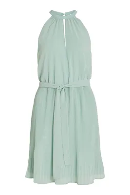 Image de Vila Juliette Plisse Robe courte sans manches Vert 42 Femme Vert 42