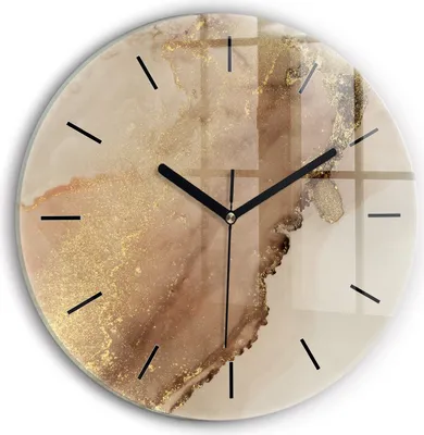 Produktbild von Wallfluent Wanduhr – Stilles Quarzuhrwerk - Uhr Dekoration Wohnzimmer Schlafzimmer Küche - Zifferblatt mit Striche - schwarze Zeiger - 30 cm - Beigefarbene moderne Kunst