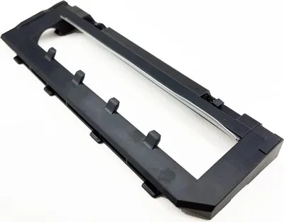 A black plastic frame for a robot vacuum cleaner.