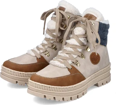 Produktbild von Rieker Damen-Schnürstiefelette gefüttert Beige, Farbe:beige/schlamm, EU Größe:38