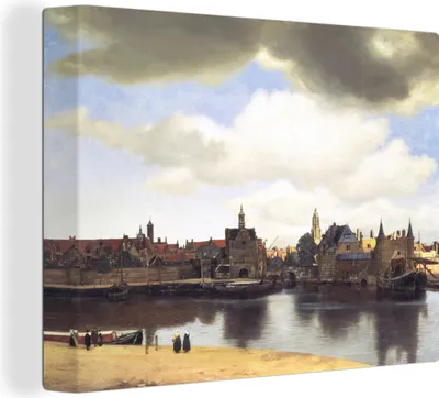 Produktbild von MuchoWow® - Leinwandbilder - Ansicht von Delft - Johannes Vermeer, Wandbild, Wanddeko Bilder Wohnzimmer, 120x90 cm