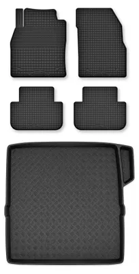 Productafbeelding van Rubberen automatten + kofferbakmat voor Volvo XC90 II vanaf 2015 – 5-delig, zwart, op maat – Wielganizator Semi-Universal