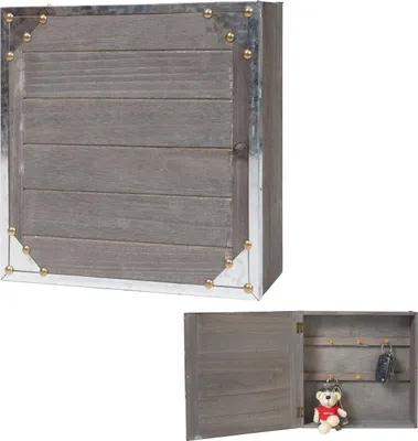 Produktbild von Schlüsselkasten Virginia, Schlüsselschrank Holzbox, Shabby-Look Vintage 27x27x6cm grau-braun