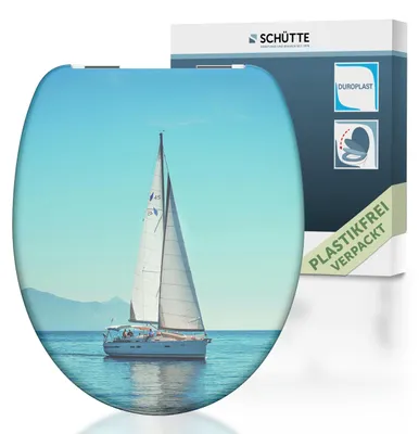 Produktbild von SCHÜTTE WC Sitz SAILING, Duroplast Toilettendeckel mit Absenkautomatik Motiv, Klobrille, Klodeckel, Toilettensitz