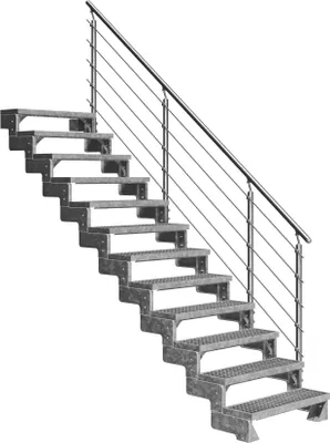 Produktbild von Dolle Außentreppe Gardentop 198-242cm Geschosshöhe mit Gitterrost 11 Stufen 100cm breit mit Prova-Geländer