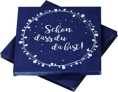 Produktbild von Servietten 'Lichterkette' Schön, dass du da bist - blau / weiß (20 Stück)