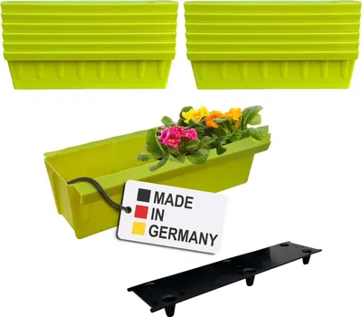 Produktbild von BURI 12 Euro-Paletten Blumenkästen-Einsätze inkl. Bewässerungsmatte | mit Hängesystem zum Einhängen | 37,3cm Hellgrün | Pflanzkasten für Europalette Palette | Balkonkasten | Blumentopf | extrem stabil