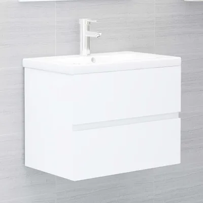 Obrázek produktu pro vidaXL Vanity Unit s vestavěným umyvadlem Bílý dřevěný materiál
