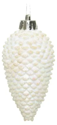 Immagine prodotto di Kaemingk Pigne Decorative Natalizie Da Appendere Glitterate Bianco Iris 80mm Set 6 Pezzi