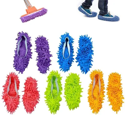 Produktbild von Mop Schuhe Set, 5 Paare Mop Slippers weiche waschbare Wiederverwendbare Mikrofaser Fuß Socken Boden Reinigungs Werkzeug Schuh Abdeckung