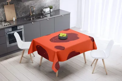 Tischdecke 140x140 cm, Polyester, Anti-Schimmel, Orange Bordeaux
