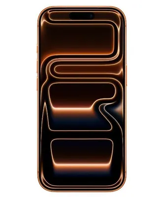 A product shot of an iPhone with a stylized, glowing orange design on its screen.