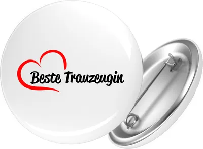 Produktbild von Huuraa Button Beste Trauzeugin Herz 25mm rund mit Sicherheitsnadel Ansteckbutton Geschenkidee