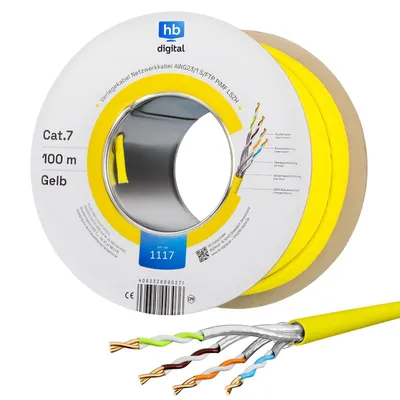 Produktbild von 100m Verlegekabel Netzwerkkabel CAT.7 AWG23  "GELB"