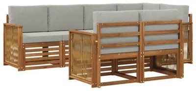 Image de Ensemble de canapés d'angle vidaXL avec coussins (6 pièces) - Gris naturel et gris clair