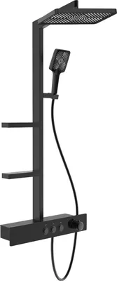 Produktbild von Mexen Saxx Aufputz-Duschset mit Regendusche und Armatur, schwarz - 78102-70